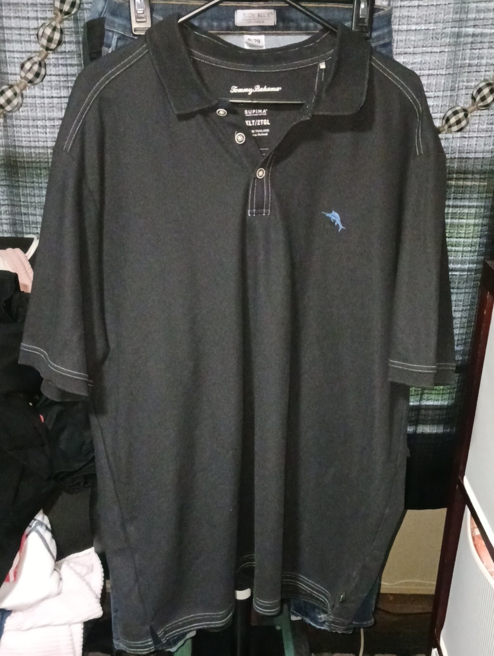 Tommy Bahama Black Polo with Blue Marlin Logo